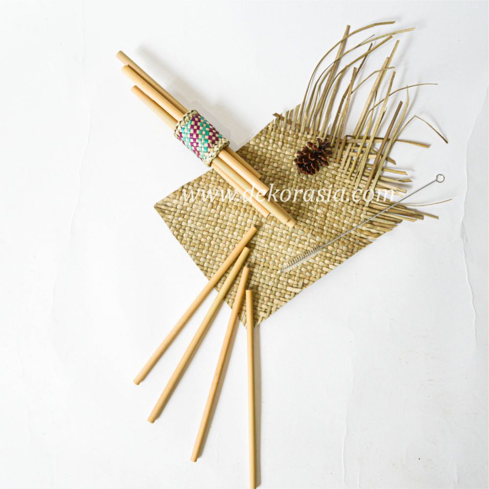 Bamboo Straw Set with Bamboo Napkin Ring Type A
